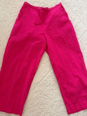 bryn Walker Hot Pink Wide-Leg Linen Blend Pants